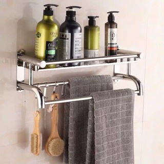 Giá Treo Khăn Nhà Tắm 2 Tầng, Kệ Nhà Tắm INOX 304 Dán Tường Không Cần Khoan Đục