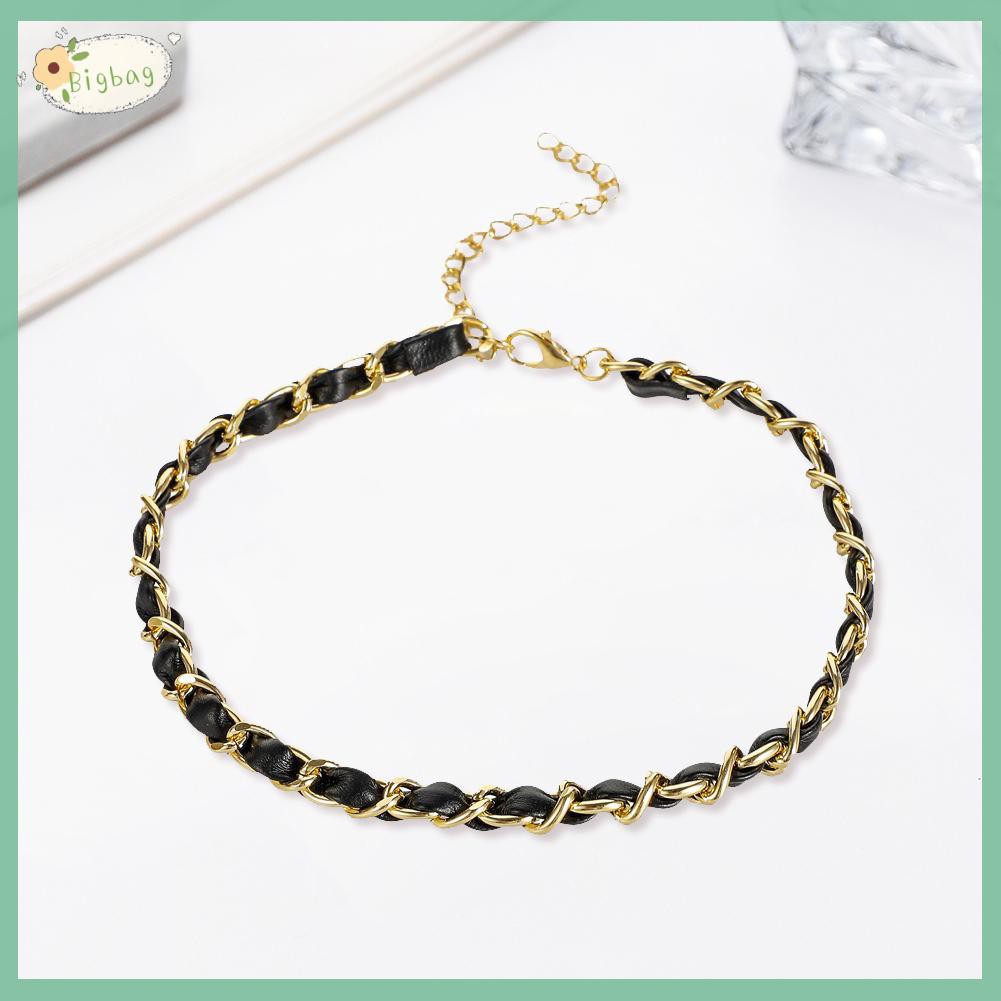 Vòng Cổ Choker Mini Làm Từ Da Pu Phong Cách Hiphop