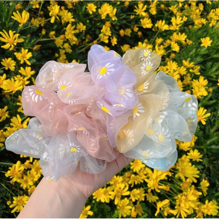 Sét 5 Scrunchie hoa cúc - Phụ kiện tóc