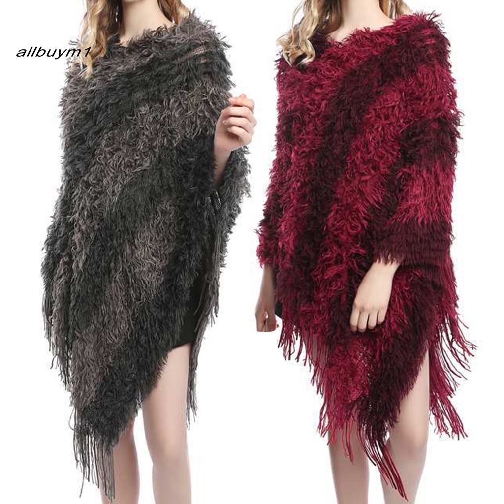 Áo choàng len dệt kim phối nút giữ ấm thời trang cho nữ
 | BigBuy360 - bigbuy360.vn