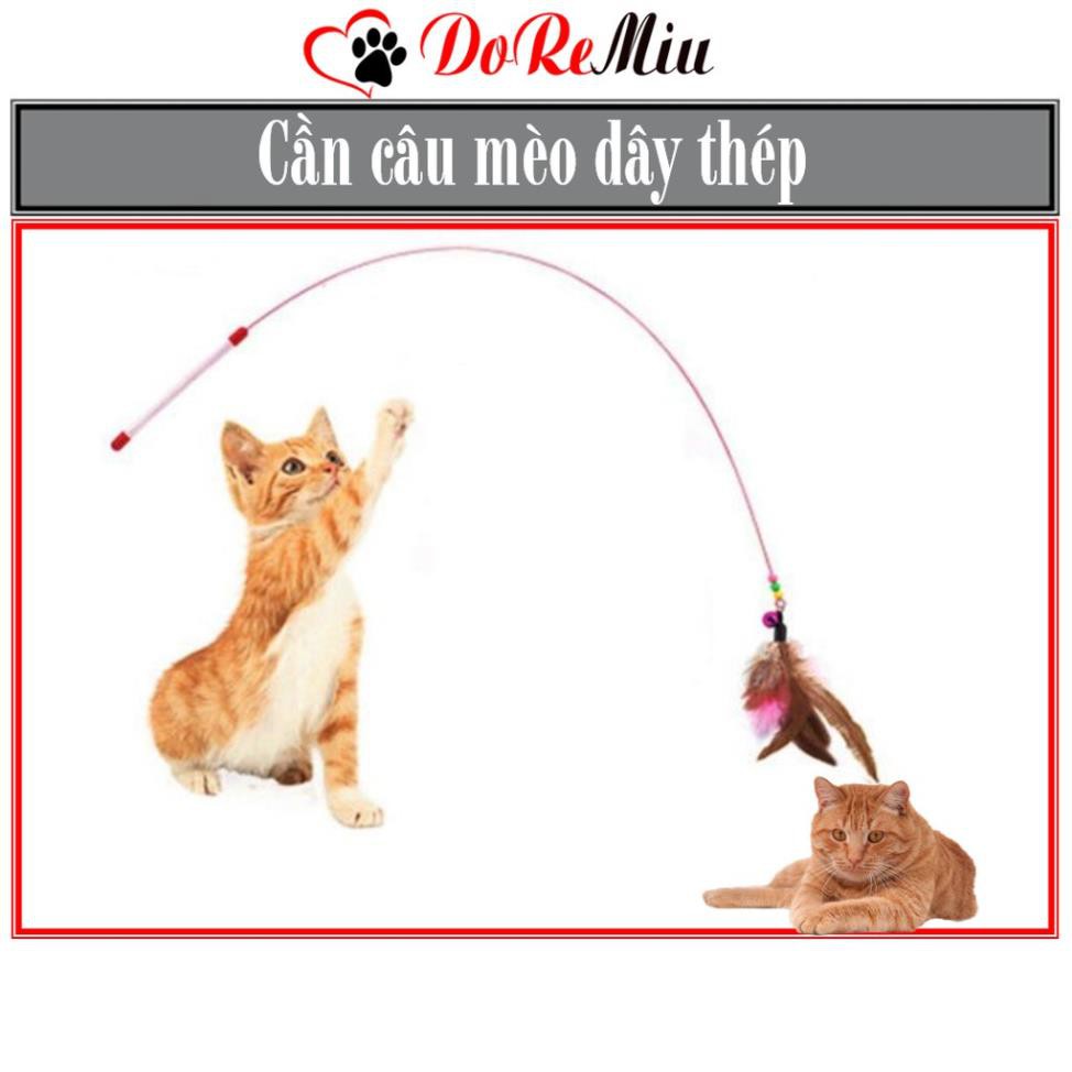 Giảm giáSTHA - Cần câu mèo bằng dây thép dẻo - đồ chơi cho mèo có chuông