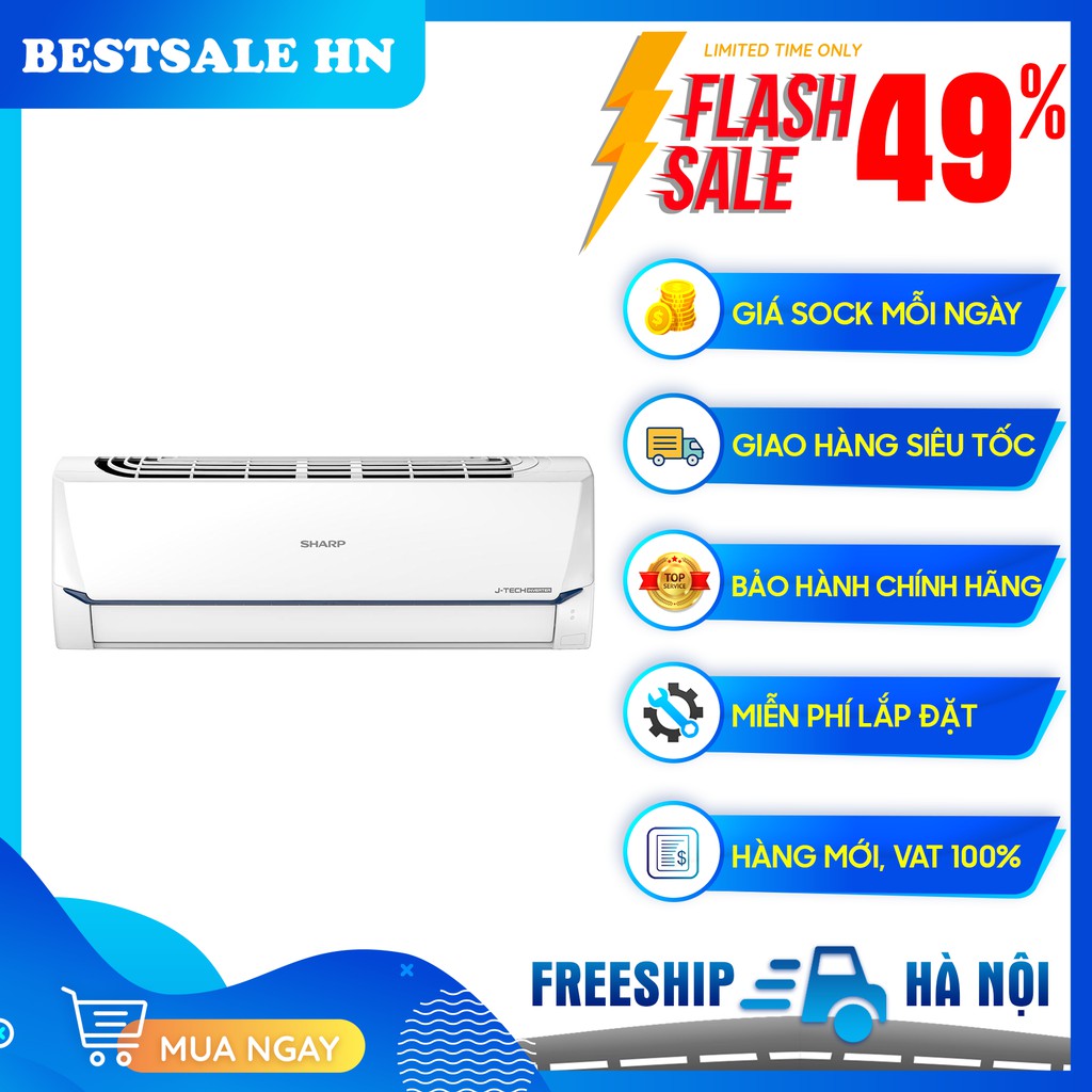 MIỄN PHÍ CÔNG LẮP ĐẶT - Máy lạnh Sharp Inverter 1.5 HP AH-X12XEW