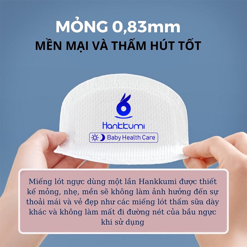 Miếng Lót Thấm Sữa Hankkumi Cao Cấp Siêu Mỏng/Mềm/Thoáng/Thấm Bịch 10 Miếng/Túi
