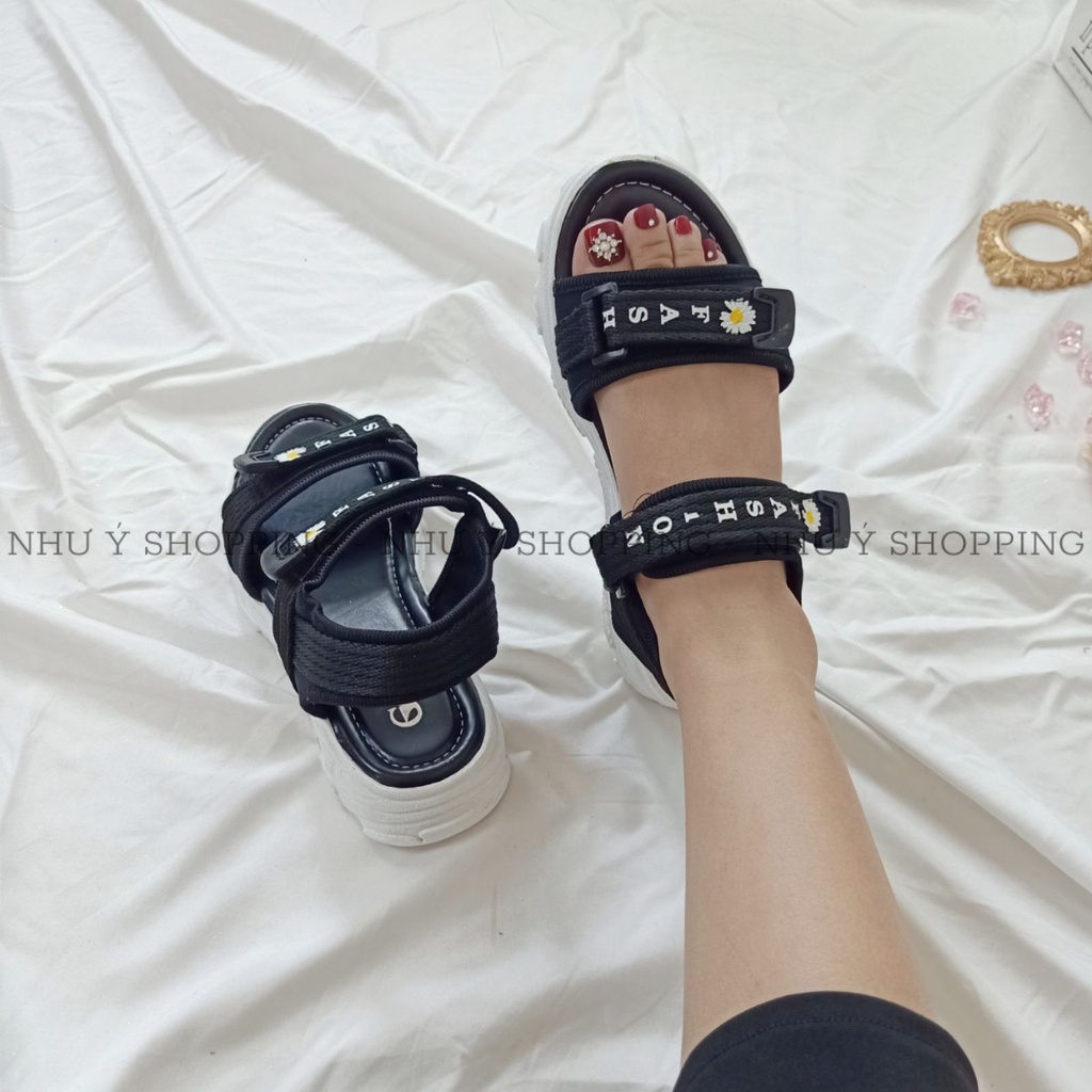 Giày sandal nữ đi học quai hậu khoá dán đế cao mang êm chân, bền đẹp - Sandal cúc
