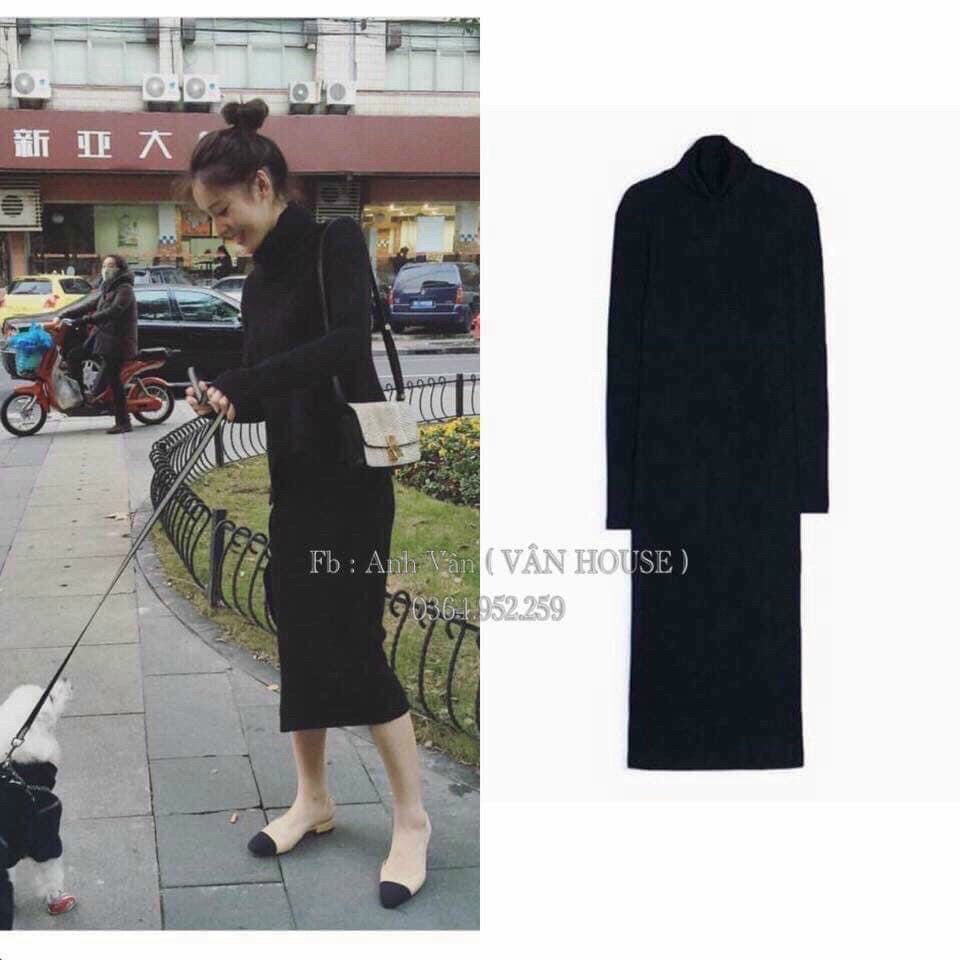 Đầm Len Tăm Body Cổ Lọ Dáng Dài