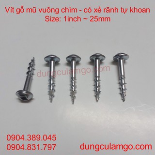 Vít gỗ mũ vuông chìm (Kreg OEM), vít khoan chéo 25mm