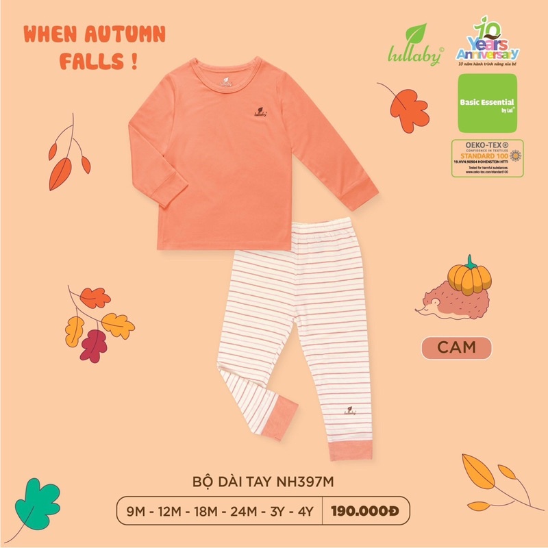 Bộ dài tay sợi tre BAMBOO lullaby bé trai / gái (9m-4y)