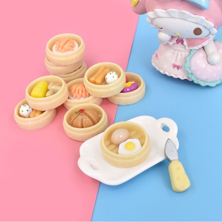 Mô hình các loại dimsum mini trang trí nhà búp bê, nhà mô hình DIY