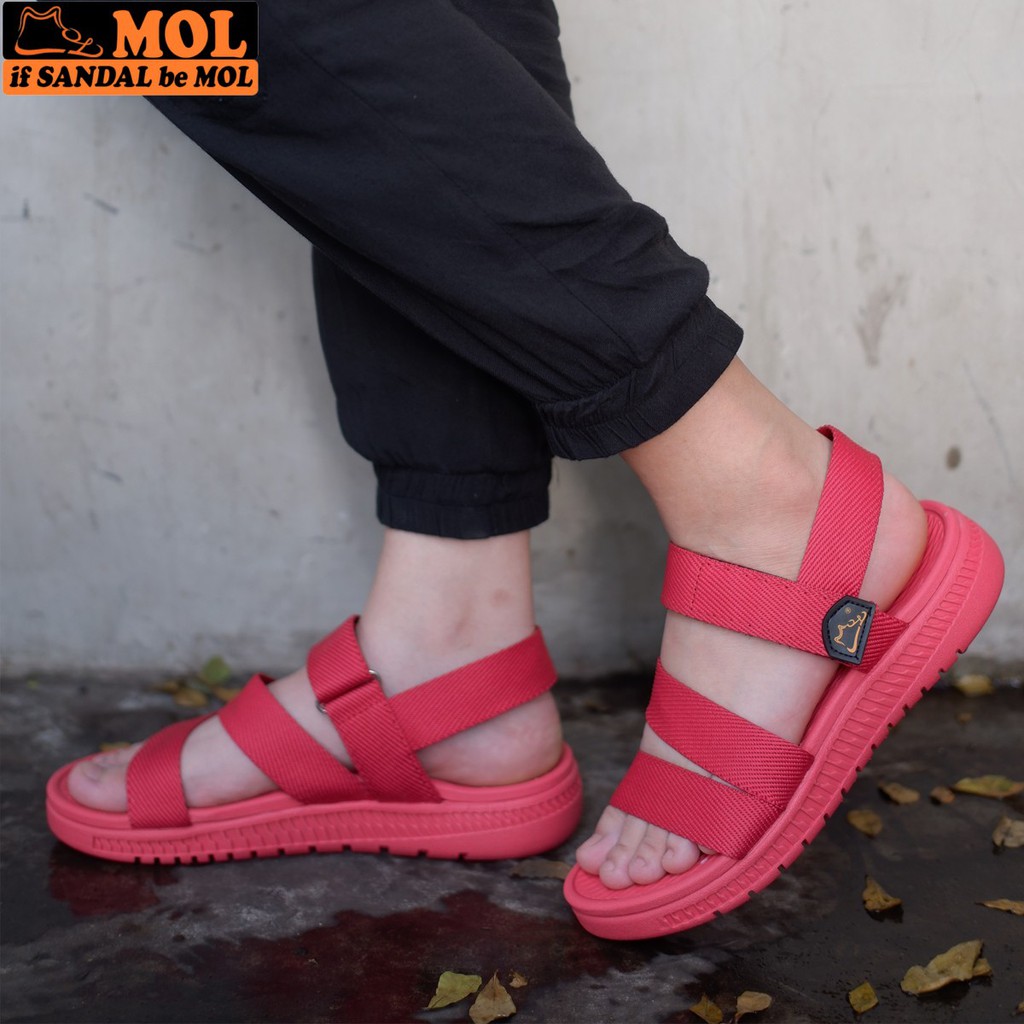 Giày sandal couple nam nữ quai ngang siêu nhẹ có quai hậu cố định cho cặp đôi mang đi học đi biển du lịch hiệu MOL MS2RB