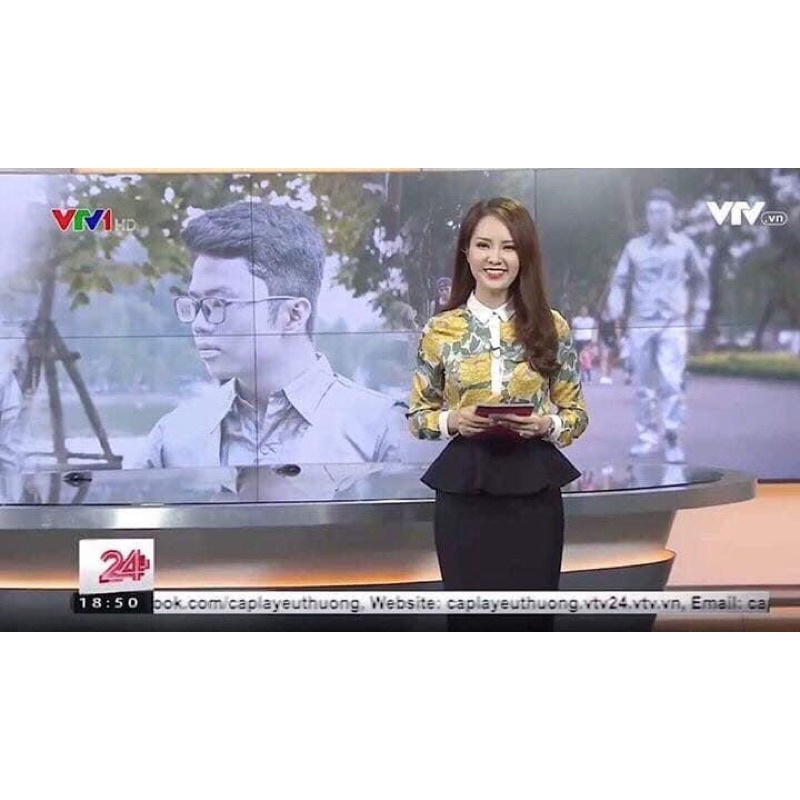 Ảnh thật ÁO SƠ MI HOA VÀNG MANGO VNXK