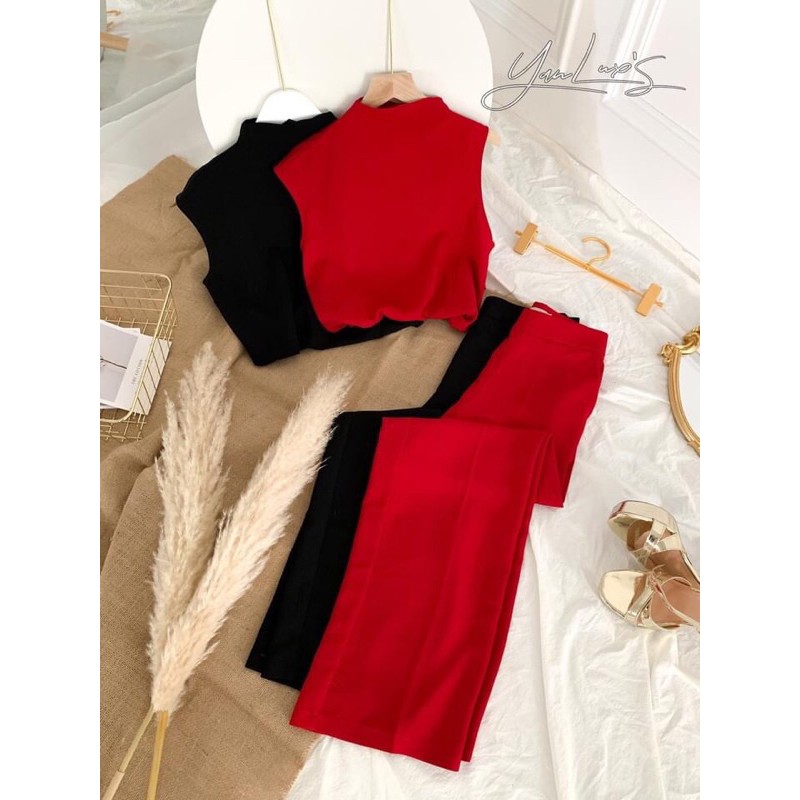 SET ÁO LỆCH VAI QUẦN ỐNG SUÔNG THANH LỊCH