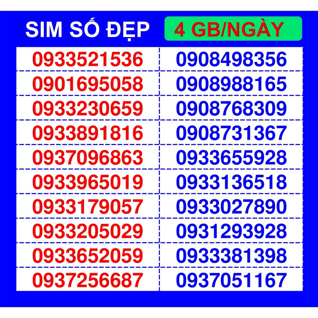 🏅🏆 LIST 3 - Sim số đẹp - Sim 4G MobiFone - Sim lên mạng gói C120N (Miễn phí tháng đầu 4 GB/ngày, miễn phí gọi nội mạng)