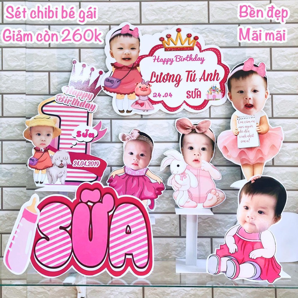 Chibi sinh nhật cho bé gái - Nhiều mẫu