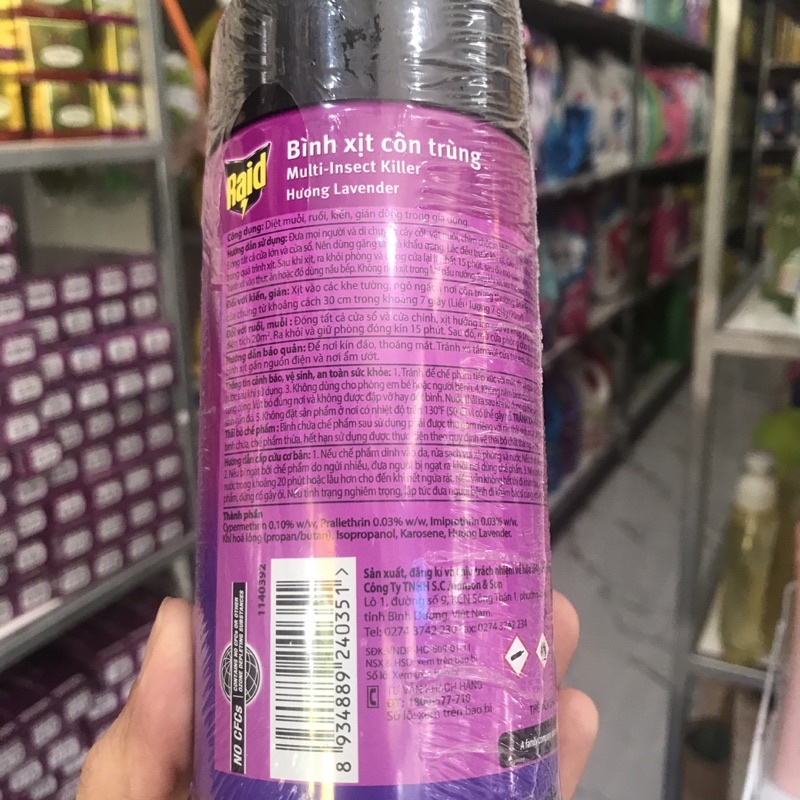 Bình xịt côn trùng Raid hương lavender 300ml
