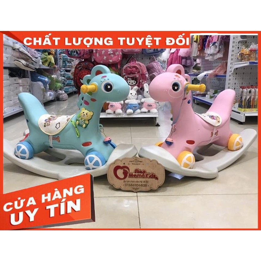 Ngựa Bập Bênh 2 In 1 Vừa Bập Bênh Vừa Ủn Chân Cho Bé ( Có nhạc )