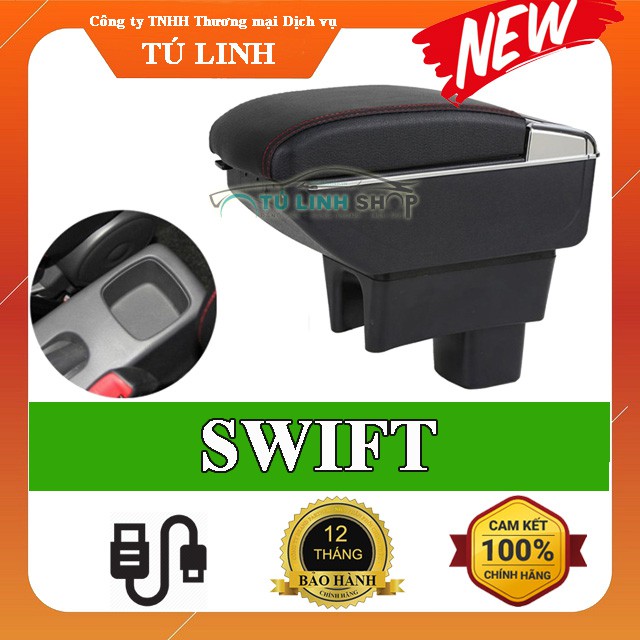 Hộp tỳ tay xe SWIFT cao cấp tích hợp cổng sạc USB - Bảo hành 12 tháng