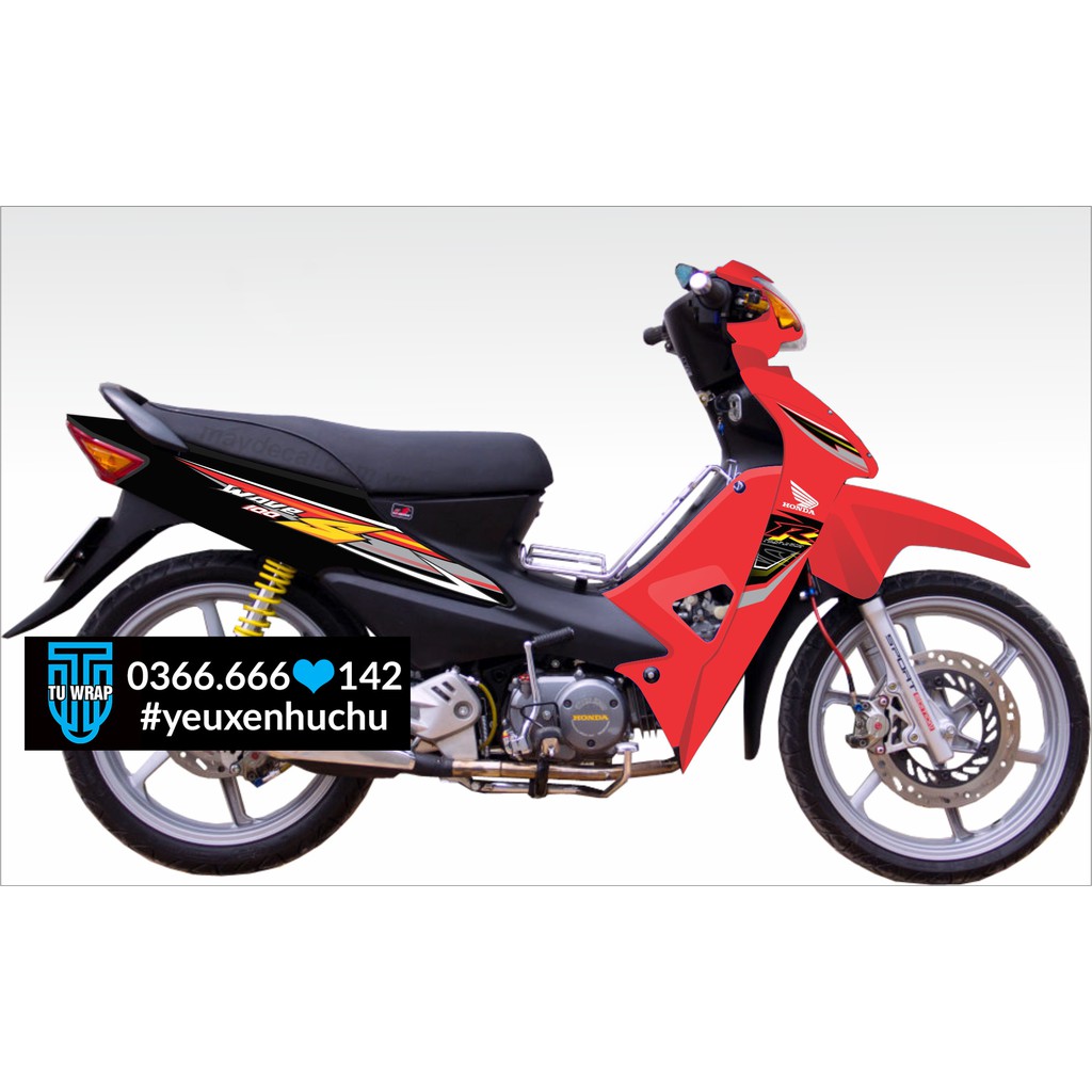 Tem rời xe Honda Wave 110 đỏ đen cực độc