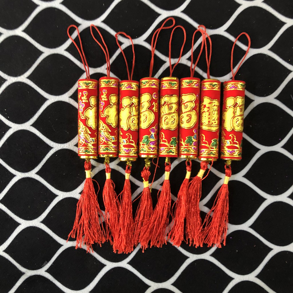 Bộ 8 pháo giả treo cành mai đào trang trí tết