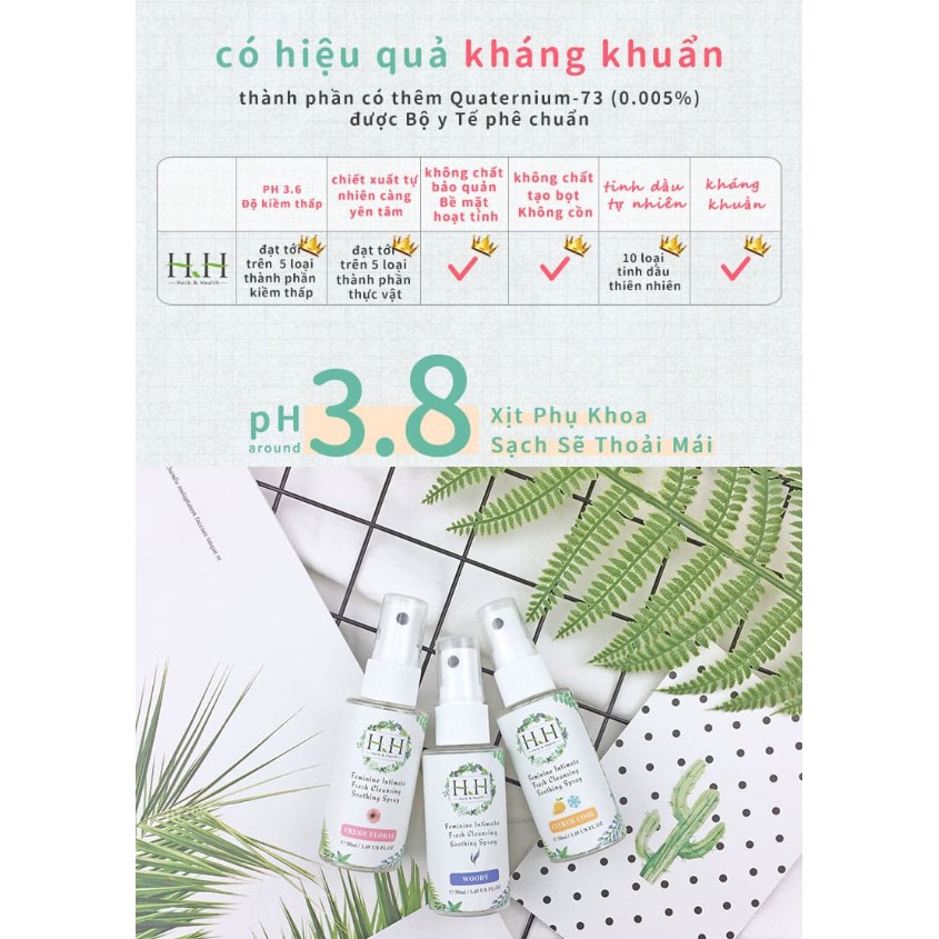 Bộ Sản Phẩm Chăm Sóc Vùng Kín HH Đài Loan - Dung Dịch Vệ Sinh 200ml + Kem Dưỡng Hồng Và Se Khít 50ml + Xịt Phụ Khoa 50m