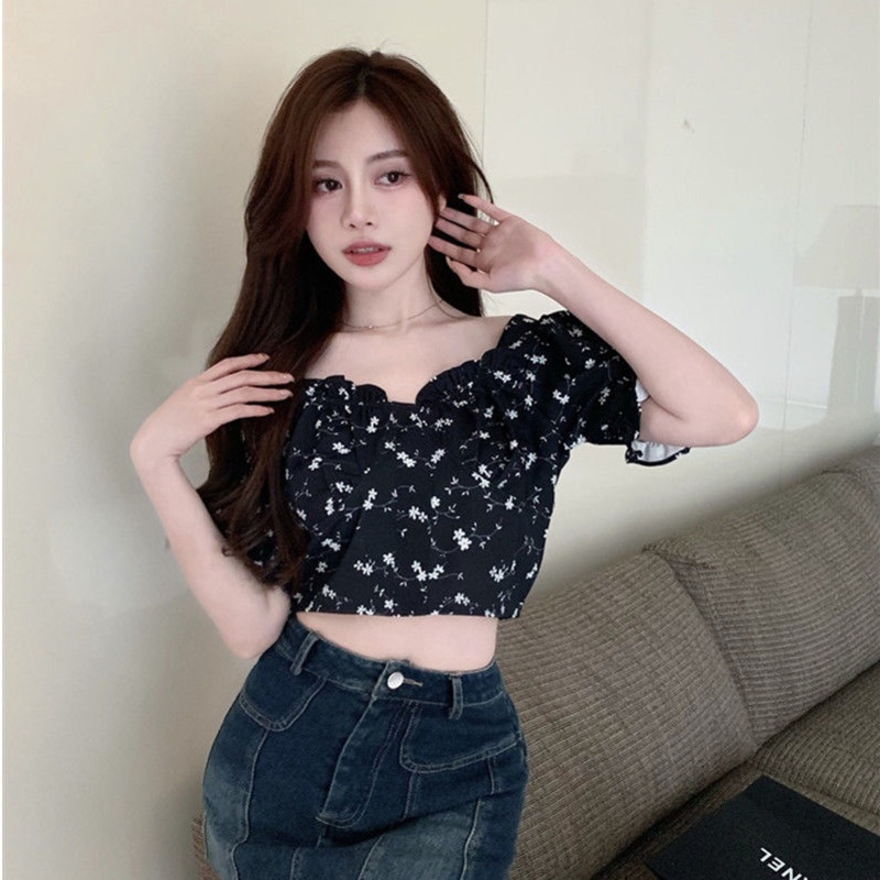 Áo Sơ Mi Tay Phồng Họa Tiết Hoa Thời Trang Mới Cho Nữ