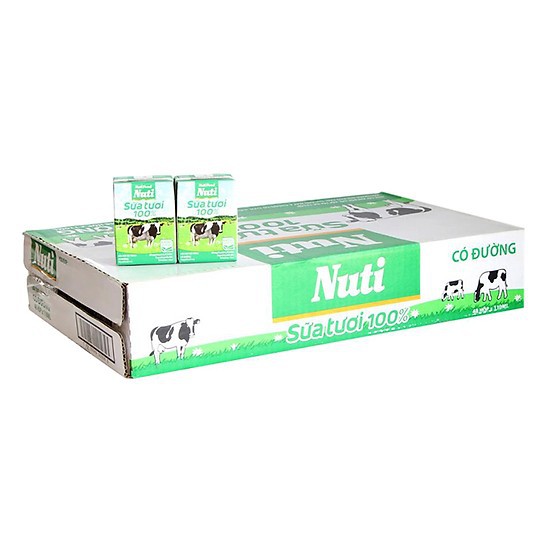 Sữa tươi tiệt trùng Nuti 100% Sữa Tươi có đường 110ml
