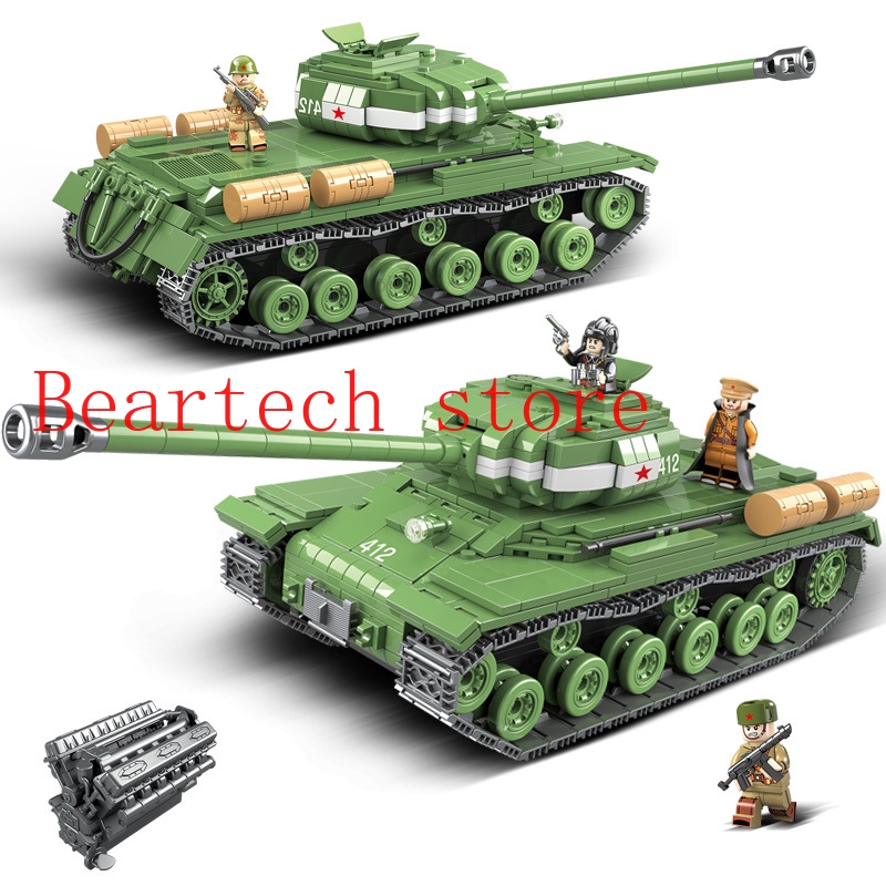 1068pcs Military IS-2M Heavy Tank Soldier Weapon Building Blocks Compatible Lego WW2 Tank Bricks Army 100062 Toys Boys