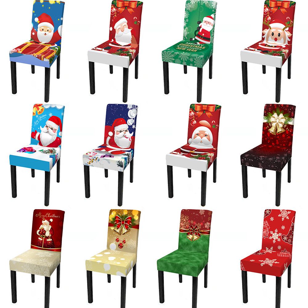 Vỏ bọc ghế ngồi bàn ăn chống bẩn in hình ông già Noel dễ thương