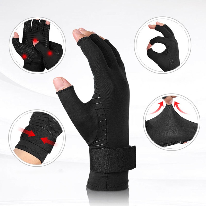 Găng Tay Hở Ngón Bằng Đồng Hỗ Trợ Giảm Đau Tiện Lợi