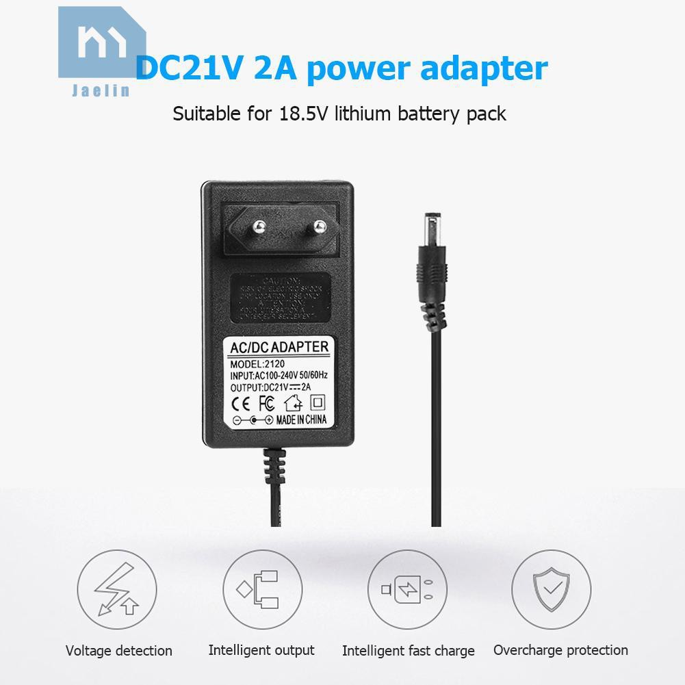 Jae✇21V 2A 18650 Lithium Battery Charger DC5.5mm Plug Power Adapter Charger