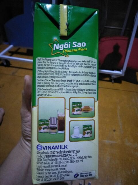 Ngôi sao Phương Nam sữa đặc có đường , khối lượng tịnh : 1,284kg
