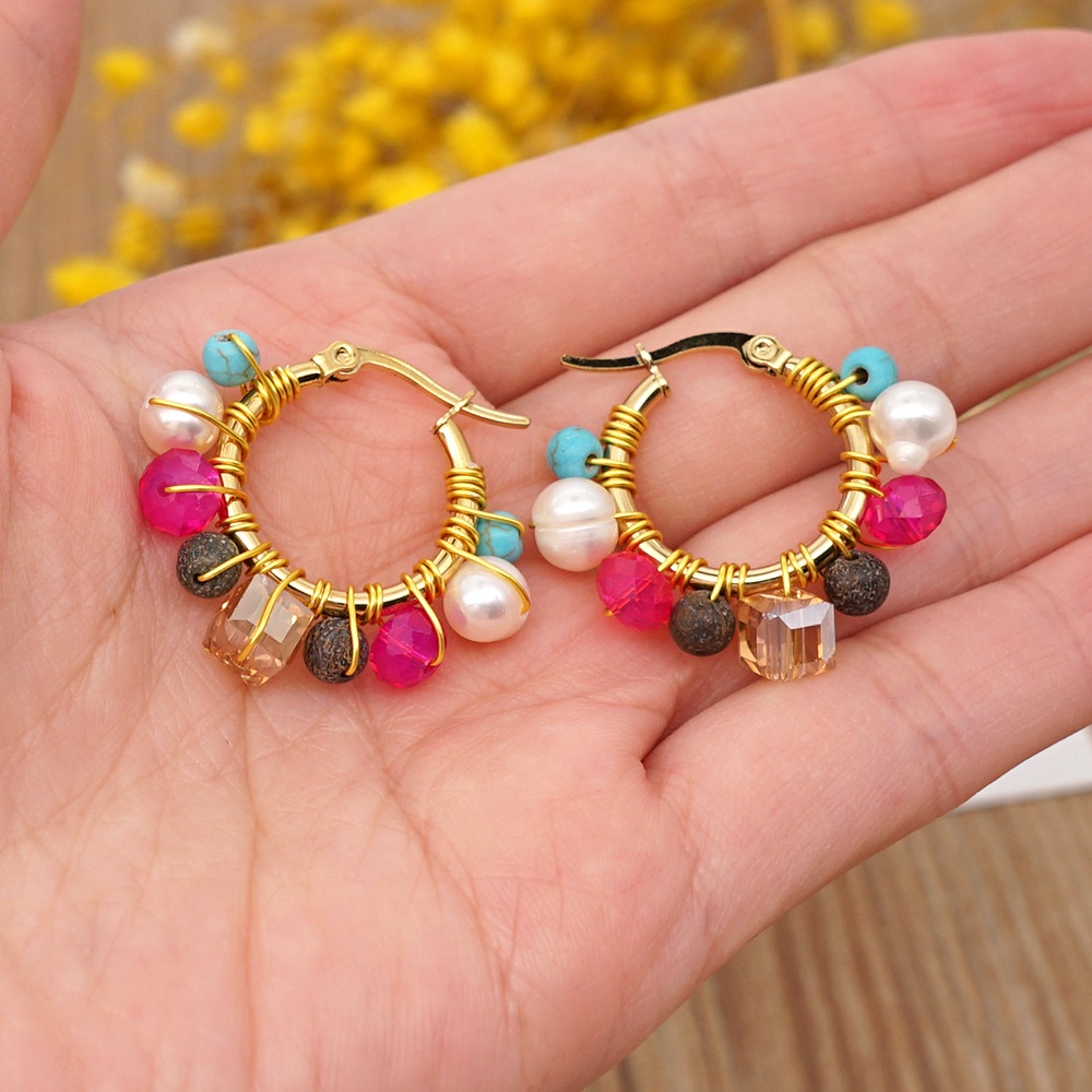 PINKDUDU Bông Tai Dạng Vòng Đính Ngọc Trai Giả Bằng Thép Không Gỉ Thời Trang Cho Nữ PD839