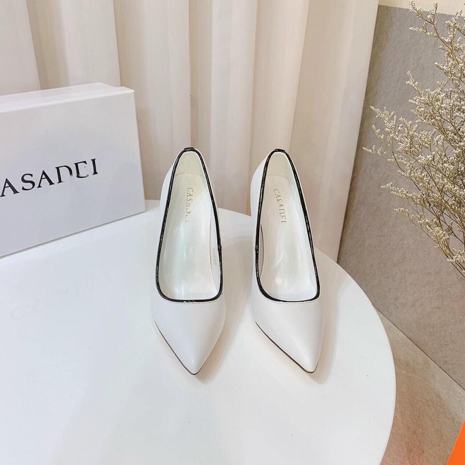 GIÀY CAO GÓT CASADEI 1249-R8 TRẮNG FULBOX