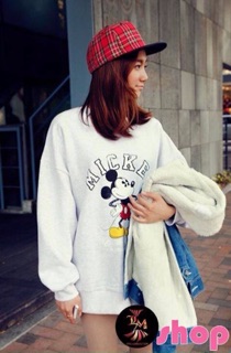 Áo nỉ sweater nam nữ mickey nơ đỏ