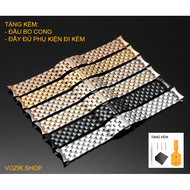 Dây đồng hồ thép không gỉ inox 316 model 04 kiểu khóa bấm chống han gỉ