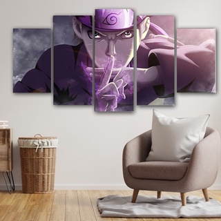 Set 5 Tranh Vải Bạt Treo Tường In Hình Naruto Trang Trí Nhà Cửa