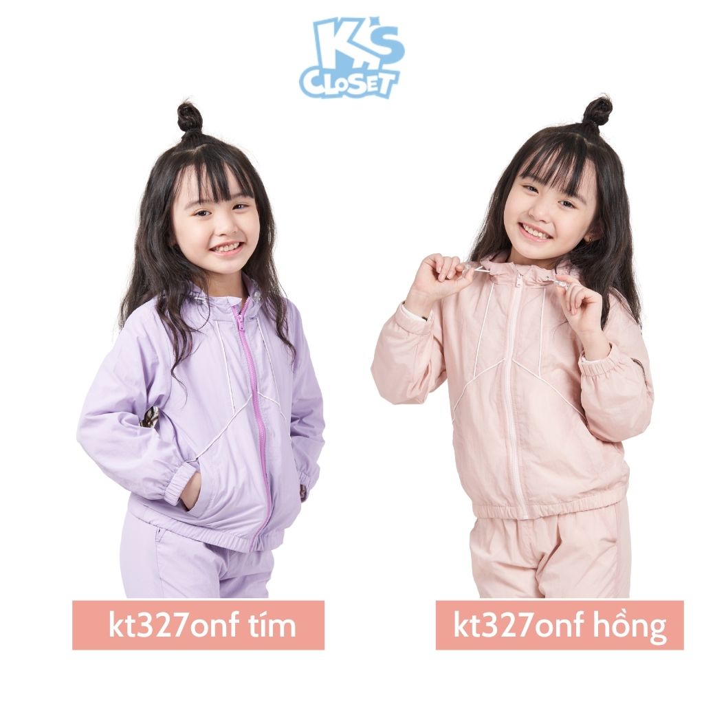 Bộ quần áo gió trẻ em K'S CLOSET kiểu dáng năng động, thể thao có mũ KT327ONF / E137TWF/KT174TWF