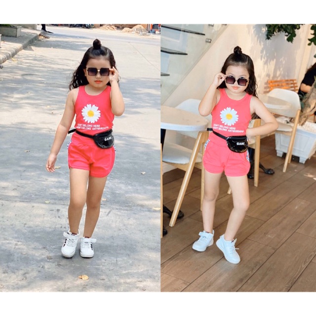 Size đại - Bộ ba lỗ thun cotton dáng thể thao quần đùi xinh đẹp, thoải mái cho bé gái size từ 23 đến 40kg