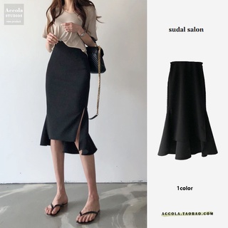 Chân váy MORAN đuôi cá vạt cao thấp style công sở sang trọng Hàn Quốc