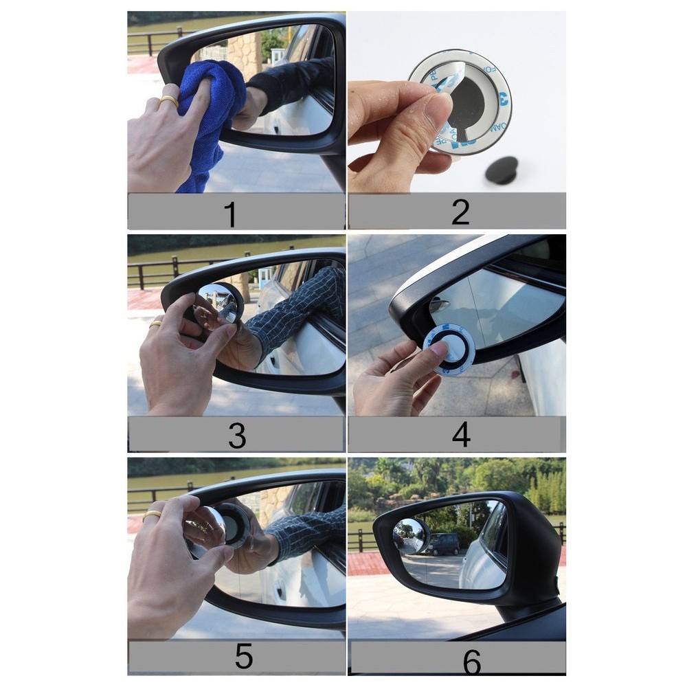 Gương cầu lồi gắn kính hậu ô tô xoay 360 xóa điểm mù PISEN - Car Reversing Round Mirror Pisen