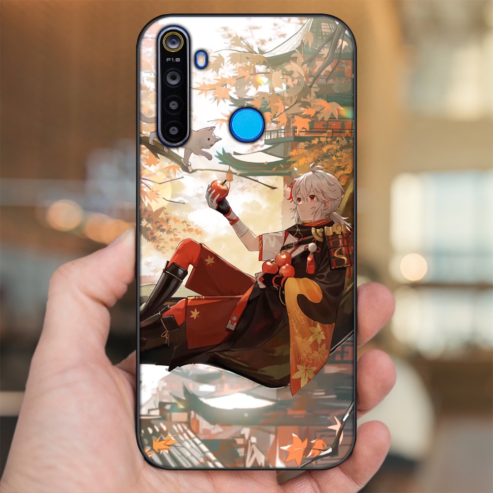 Ốp lưng Realme 5, 5 Pro viền đen in hình Kazuha Genshin Impact