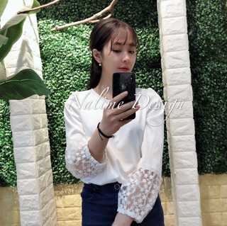 Sơ mi phối tay ren tiểu thư