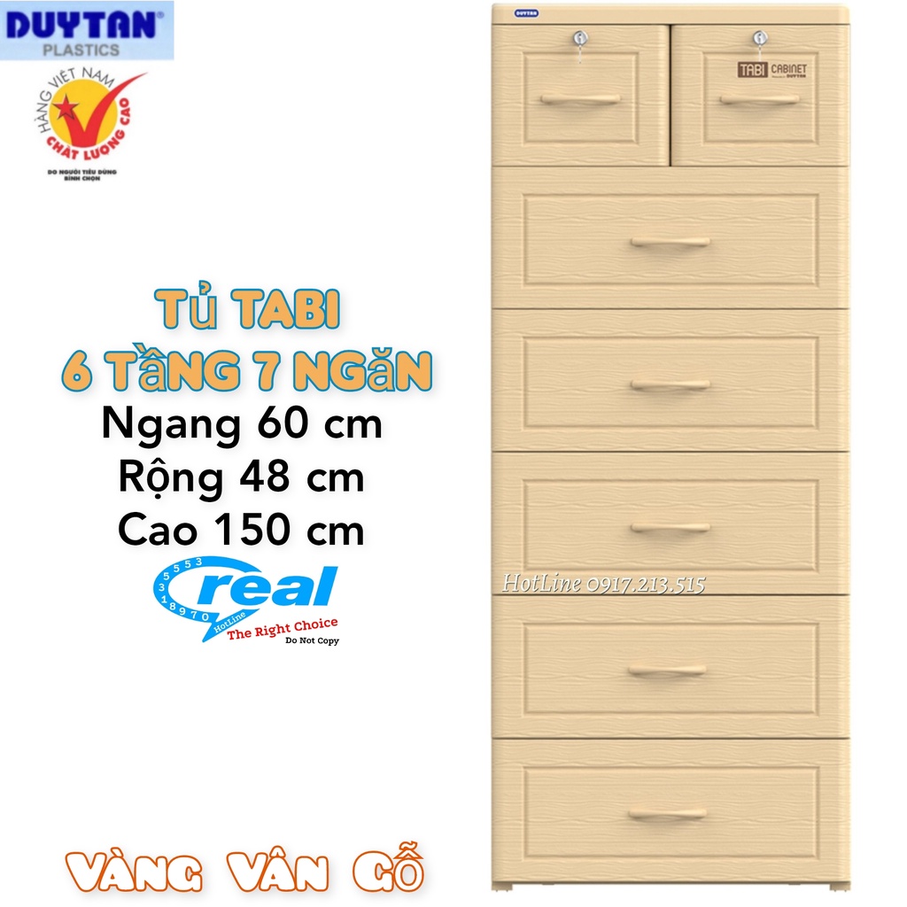 Tủ Nhựa Duy Tân TABI 6 Tầng -7 Ngăn VÂN GỖ