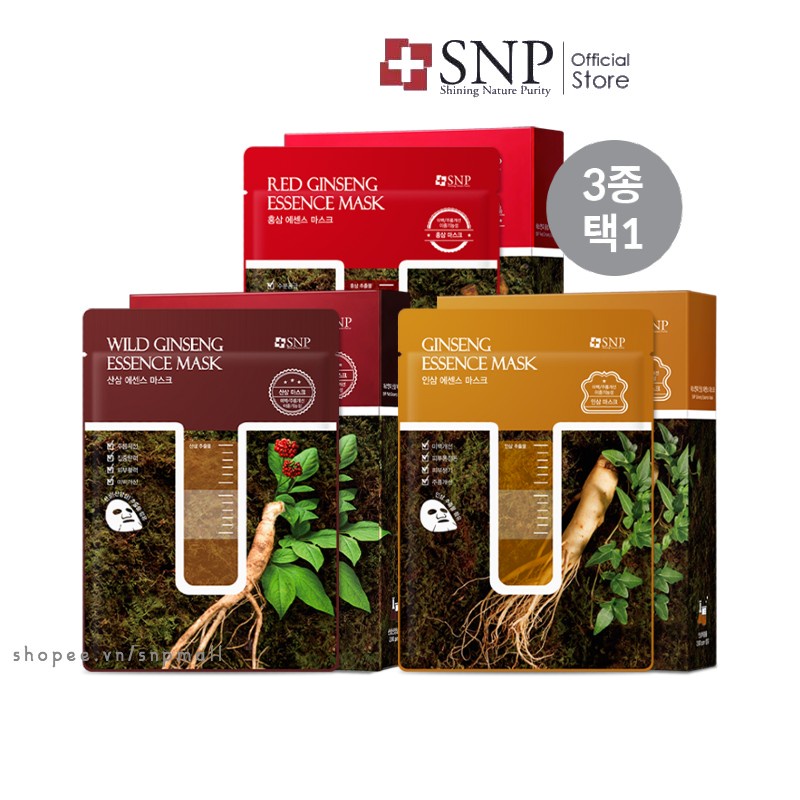 Mặt Nạ Dưỡng Da Tinh Chất Nhân Sâm SNP Ginseng Essence Mask Cấp Ẩm Vượt Trội Dưỡng Trắng Ngăn Ngừa Lão Hoá - 3 Loại