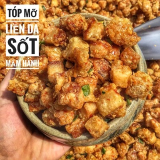 Tóp mỡ sốt mắm hành/ da heo chiên giòn