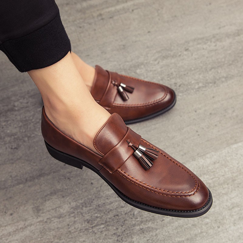 Giày lười kiểu dáng công sở bằng da dành cho nam chính hãng có cả size 45-46