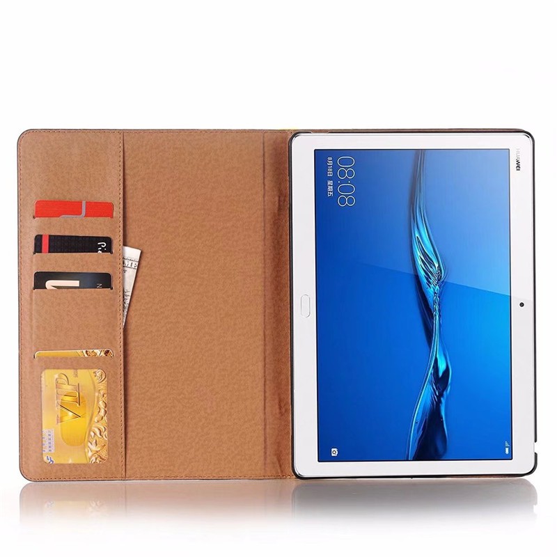 Lật Bao Da Pu Máy Tính Bảng Nắp Gập Kiểu Retro Kèm Giá Đỡ Cho Huawei Mediapad M3 Lite 10 Bah-W09 Bah-Al00 10.1 Inch Vỏ