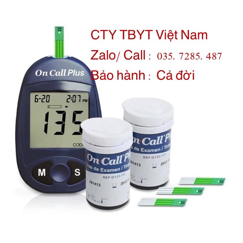 Combo Máy đo đường huyết On Call Plus + 50 kim + 50 que test. BẢO HÀNH CẢ ĐỜI