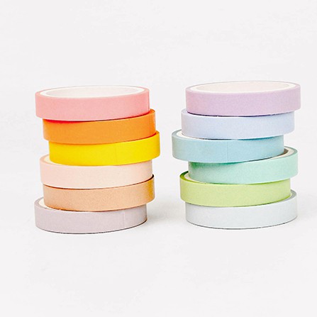 Bộ 12 cuộn băng keo dán Washi Tape Basic Pure Color