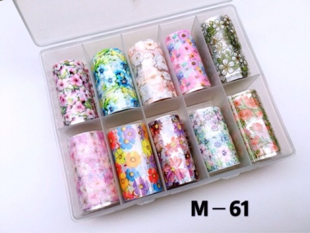Foil hoa làm nail hộp 10 mẫu mới