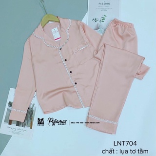 Bộ Pijama Bộ Ngủ Lụa Ren Tay Dài